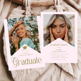 Invitación Modern Graduate Photo Graduation Party Pink Gold