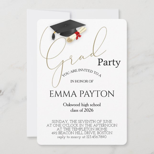 Invitación Modern Graduation Celebration  (Anverso)