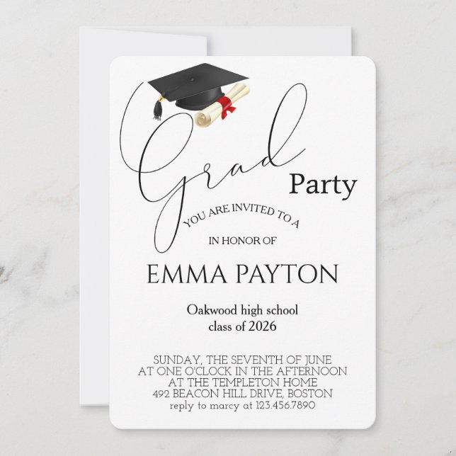Invitación Modern Graduation Celebration  (Anverso)