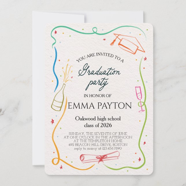 Invitación Modern Graduation Celebration  (Anverso)