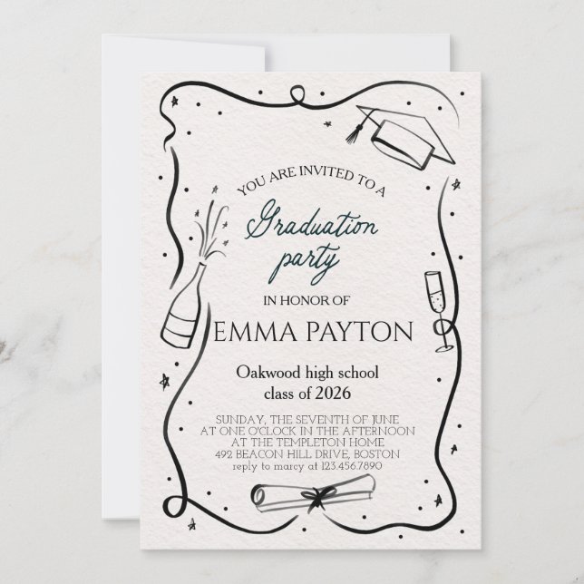 Invitación Modern Graduation Celebration  (Anverso)