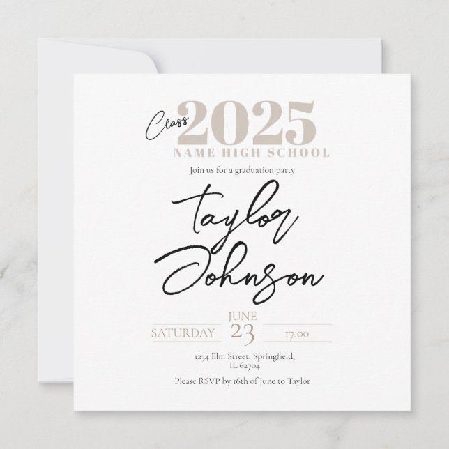 Invitación Modern Graduation Party Invitation  (Anverso)