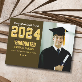 Invitación Modern Graduation Party with 1 Photo in Brown