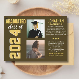 Invitación Modern Graduation Party with 2 Photos