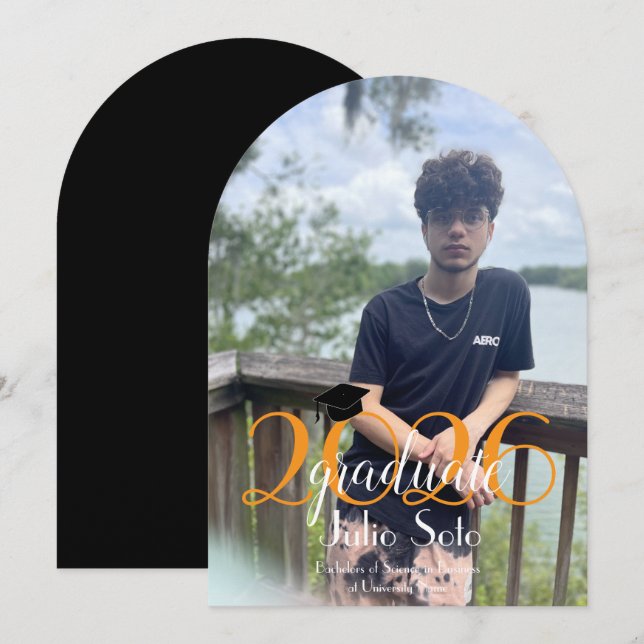 Invitación  Modern Graduation Typography 2026 Script Photo  (Anverso / Reverso)