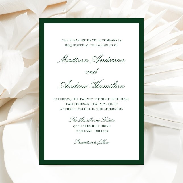 Invitación Modern Green Border Wedding (Subido por el creador)