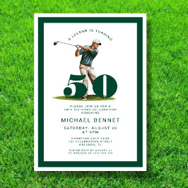 Invitación Modern Green Golf 50th Birthday