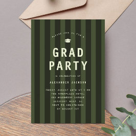 Invitación Modern Green Sporty Stripes Graduation Party