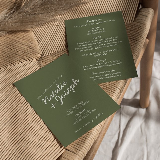 Invitación Modern Green Whimsical Summer All In One Wedding (Subido por el creador)