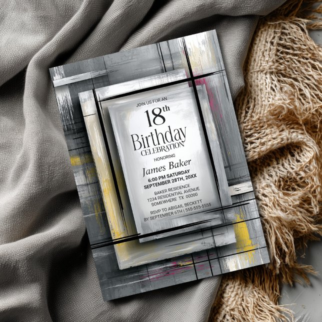 Invitación Modern Grey 18th Birthday Party (Subido por el creador)