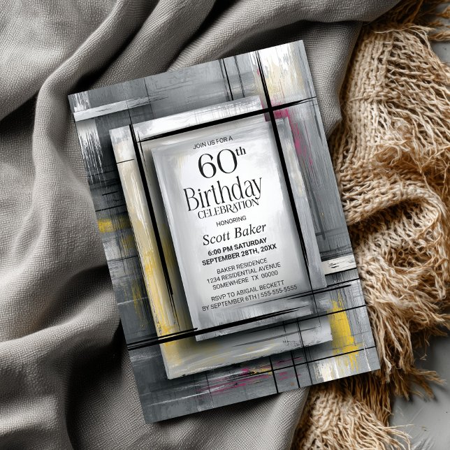 Invitación Modern Grey 60th Birthday Party (Subido por el creador)