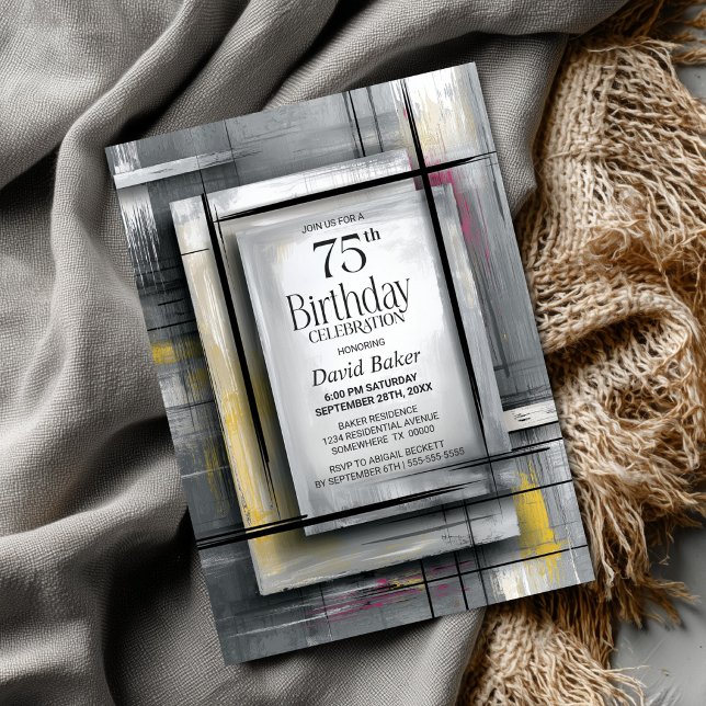 Invitación Modern Grey 75th Birthday Party (Subido por el creador)