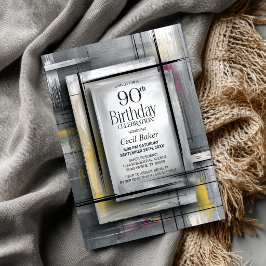 Invitación Modern Grey 90th Birthday Party