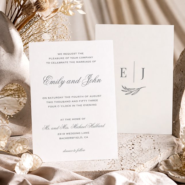 Invitación Modern Grey Calligraphy Minimalist Wedding (Subido por el creador)
