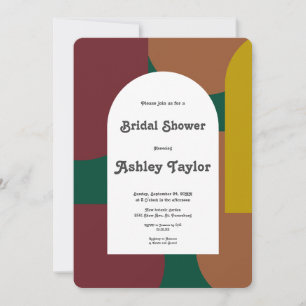 Invitación Modern Groovy 70's Retro Resumen ducha de novias