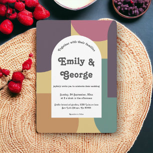 Invitación Modern Groovy Colorful Abstract Boda artístico