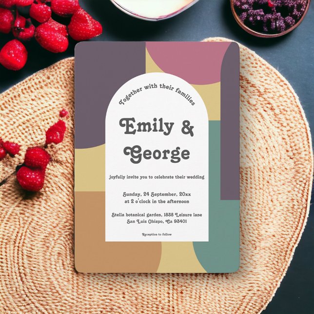 Invitación Modern Groovy Colorful Abstract Boda artístico (Subido por el creador)