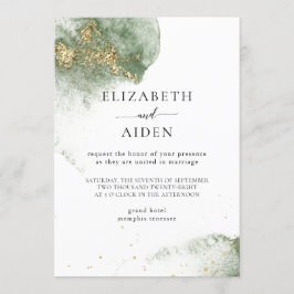 Invitación Modern Grün Gold ( Imitat) Watercolour Kleckse