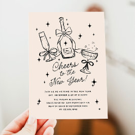 Invitación Modern Hand Drawn Cheers to the New Year Party