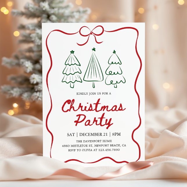 Invitación Modern Hand Drawn Christmas Tree Holiday Party (Subido por el creador)