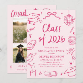 Invitación Modern Hand Drawn Class of 2026 Graduation Party