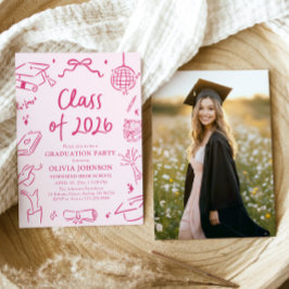 Invitación Modern Hand Drawn Class of 2026 Graduation Party