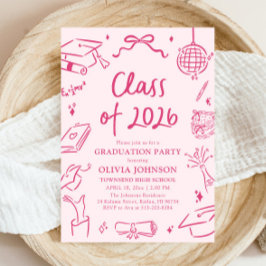 Invitación Modern Hand Drawn Class of 2026 Graduation Party