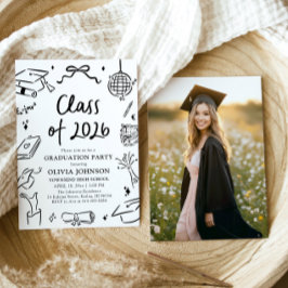 Invitación Modern Hand Drawn Class of 2026 Graduation Party