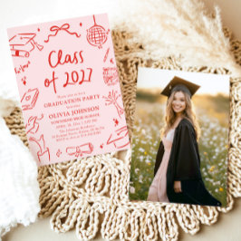 Invitación Modern Hand Drawn Class of 2027 Graduation Party