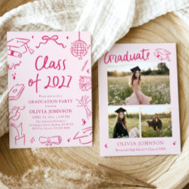 Invitación Modern Hand Drawn Class of 2027 Graduation Party