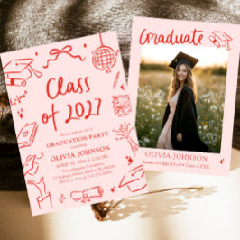 Invitación Modern Hand Drawn Class of 2027 Graduation Party