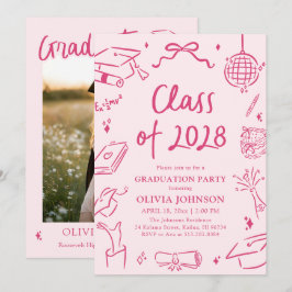 Invitación Modern Hand Drawn Class of 2028 Graduation Party