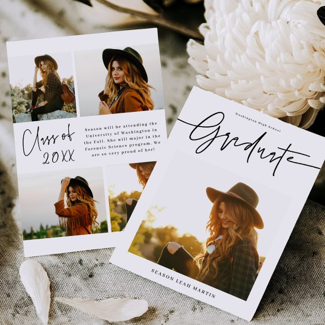 Invitación Modern Hand Lettered Graduation Announcement Card  (Subido por el creador)