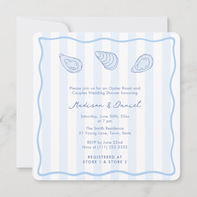 Invitación Modern Handwritten Oyster Roast Coed Bridal Shower (Anverso)