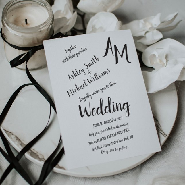 Invitación Modern Handwritten Simple Black and White Wedding (Subido por el creador)