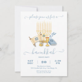 Invitación Modern Hanukkah Party watercolor