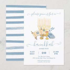 Invitación Modern Hanukkah Party watercolor