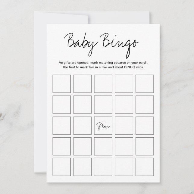 Invitación Modern Harlow Baby Shower Bingo Printable Game (Anverso)