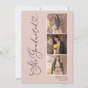 Invitación Modern Heart Four Photo Graduation Party