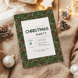 Invitación Modern Holly Leaf Christmas Party Invitation