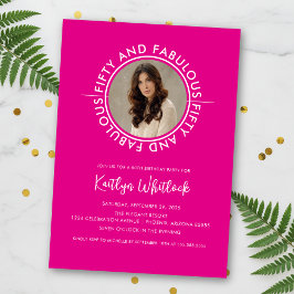 Invitación Modern Hot Pink 50 and Fabulous 50th Birthday