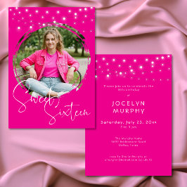 Invitación Modern Hot Pink Photo Sweet Sixteen Birthday Party