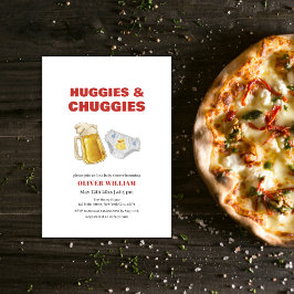 Invitación Modern Huggies Chuggies Beer & Diaper Baby Shower