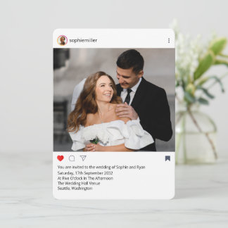 Invitación Modern Instagram Frame Custom Photo Wedding 