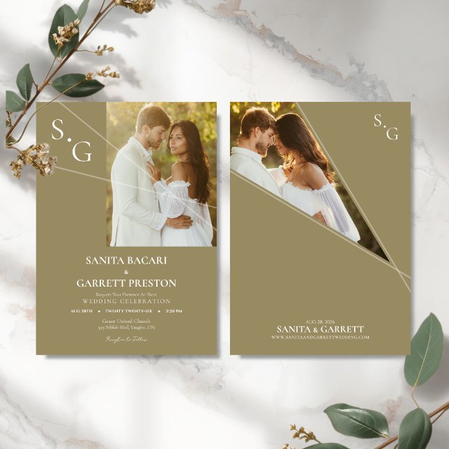 Invitación Modern Intersecting Lines Photo Wedding Invitation (Modern Photo Wedding Invitation)