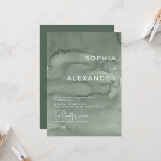 Invitación Modern Invitation Watercolor Wedding.  