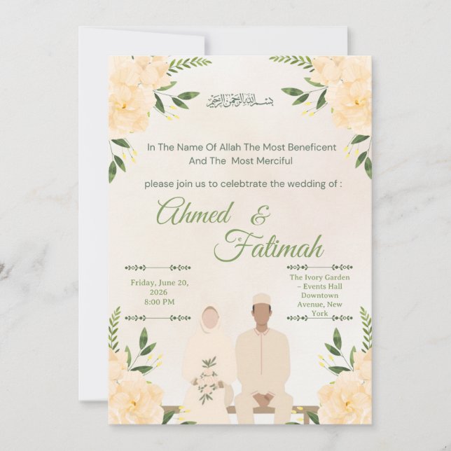 Invitación Modern Islamic Wedding Invitation | Nikah Ceremony (Anverso)