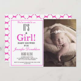 Invitación Modern It's a Girl! Pink Photo Baby Shower