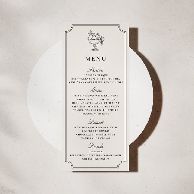 Invitación Modern Ivory Double Frame Elegant Wedding Menu (Subido por el creador)