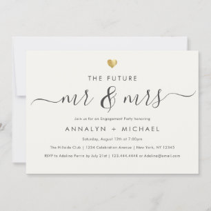 Invitación Modern Ivory Future Mr. y Mrs Engagement Party